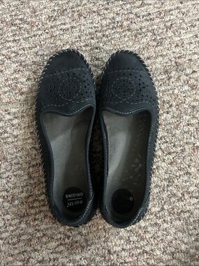 Earth Origins Black Perforated Slip-On Ballet Flats